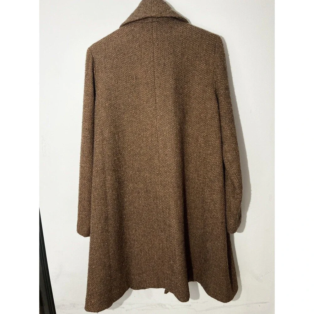 Eileen Fisher Womens Brown Alpaca Cotton Button Front A-Line Coat M Lagenlook